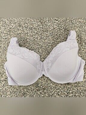 Olga Plus Size Lace Trim Padded Underwire Bra - Light Lavender